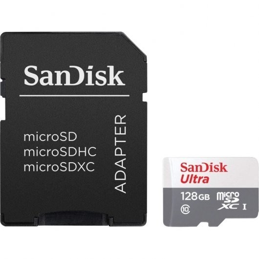 Scheda Sandisk Ultra Micro SDXC 128 GB UHS-I U1 Classe 10 100 MB/s + adattatore SD