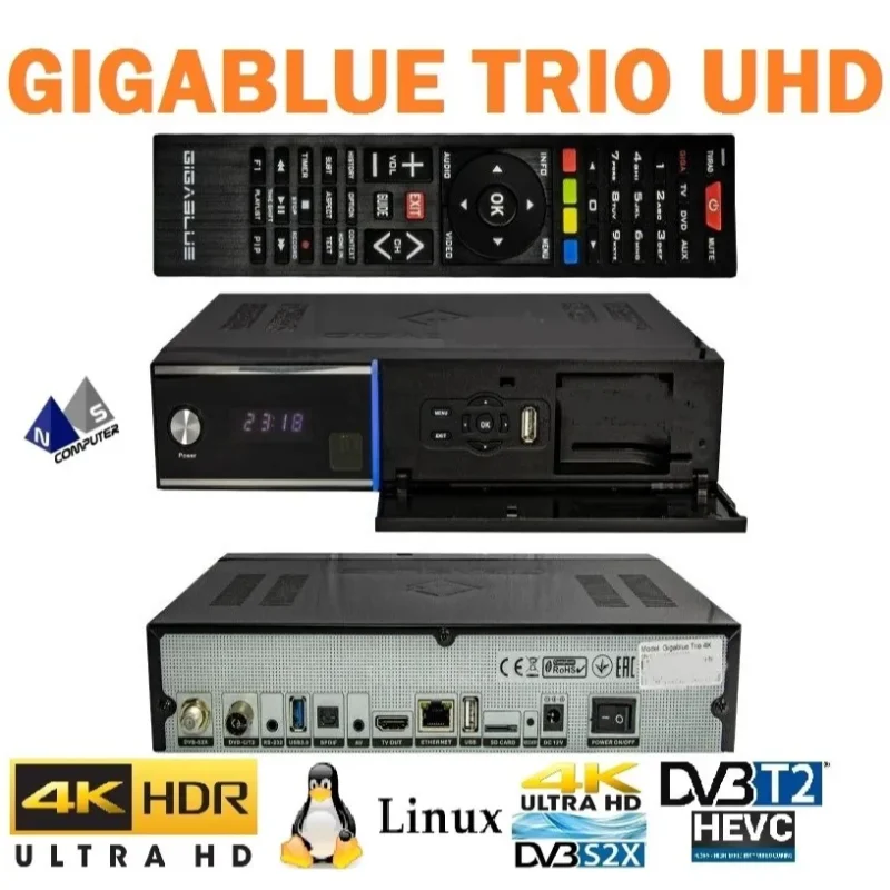 Decoder Gigablue UHD Trio 4K Pro 1XDVB-S2X MS 1XDVB-C/T2 Enigma2 Config.TivùSat
