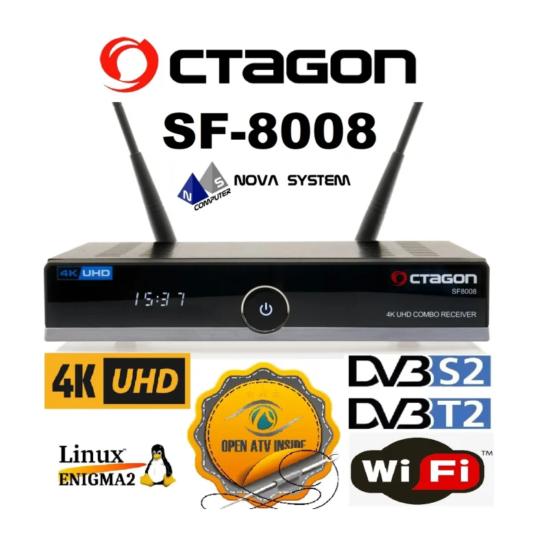 Decoder Octagon Supreme SF8008 4K Combo DVB-S2XT2 Linux IPTV Uclan Ustym Config.TivùSat